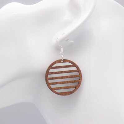 Elegante Holz Hängeohrringe rund