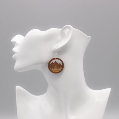 Elegante Holz Hängeohrringe Landschaft