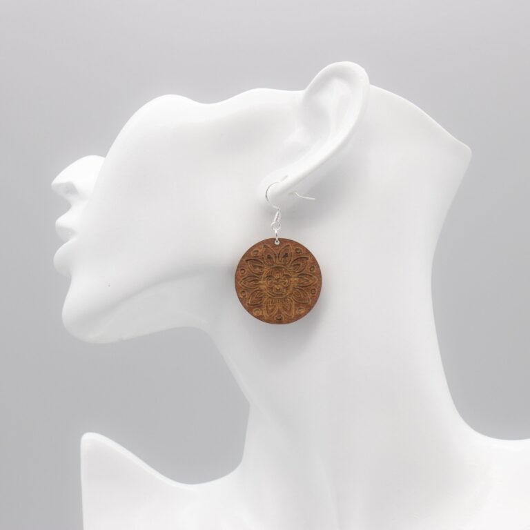 Elegante Holz Hängeohrringe Mandala