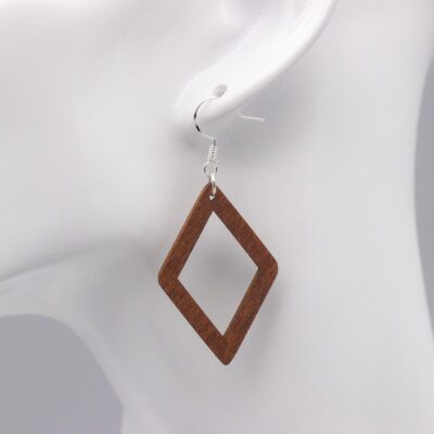 Elegante Holz Hängeohrringe Raute