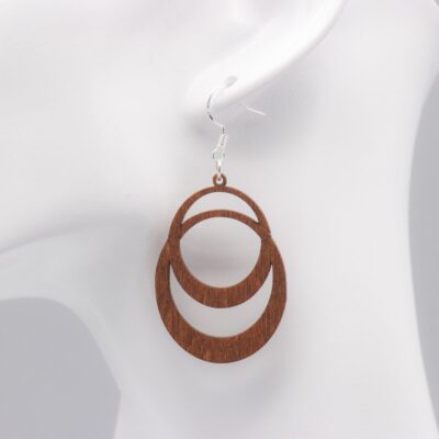 Elegante Holz Hängeohrringe Ellipsen