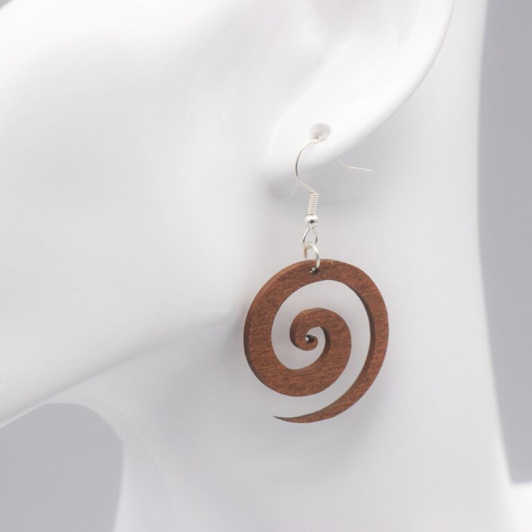 Elegante Holz Hängeohrringe spiralförmig