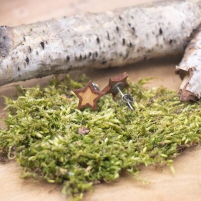 Niedliche Holz Ohrstecker in Sternform