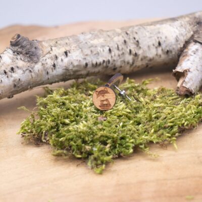 niedliche Holz Ohrstecker mit Fuchs- rund Buche hell