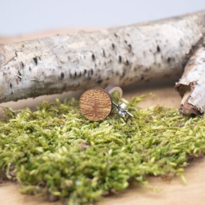 Holz Ohrstecker Lebensbaum - rund