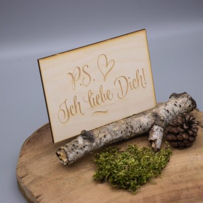 Holzkarte PS Ich liebe dich