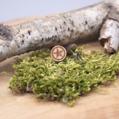 Holz Ohrstecker Stern - rund Buche hell