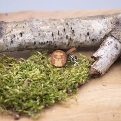 Süße Holz Ohrstecker mit Eule - rund