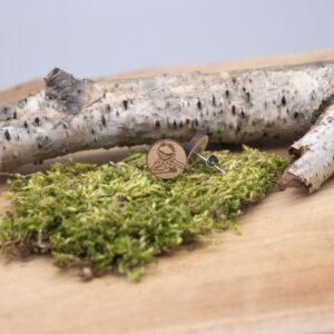 freche Holz Ohrstecker mit Frosch – rund Buche hell