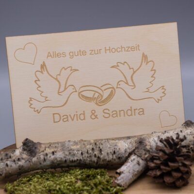 Holzkarte zur Hochzeit- 10x15cm
