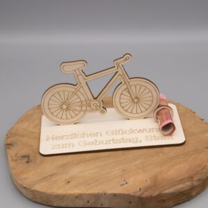 Geldgeschenk Fahrrad – aus Holz personalisiert