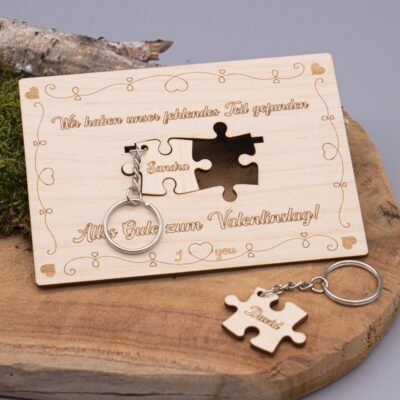 Holzkarte Puzzleteile - 10x14cm