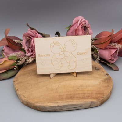 Holzkarte küssende Bären - 10x15cm