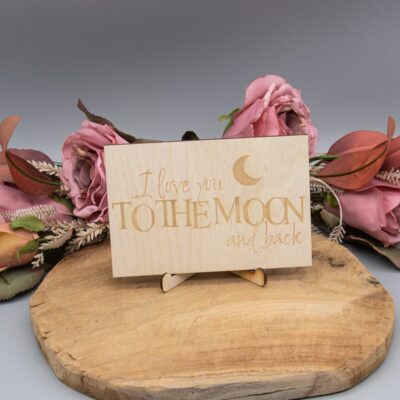Holzkarte I Love you to the moon - 10x15cm