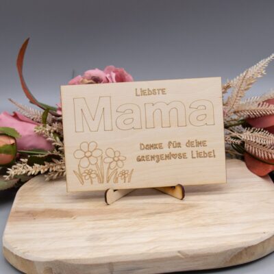 Holzkarte für die liebste Mama - 10x15cm