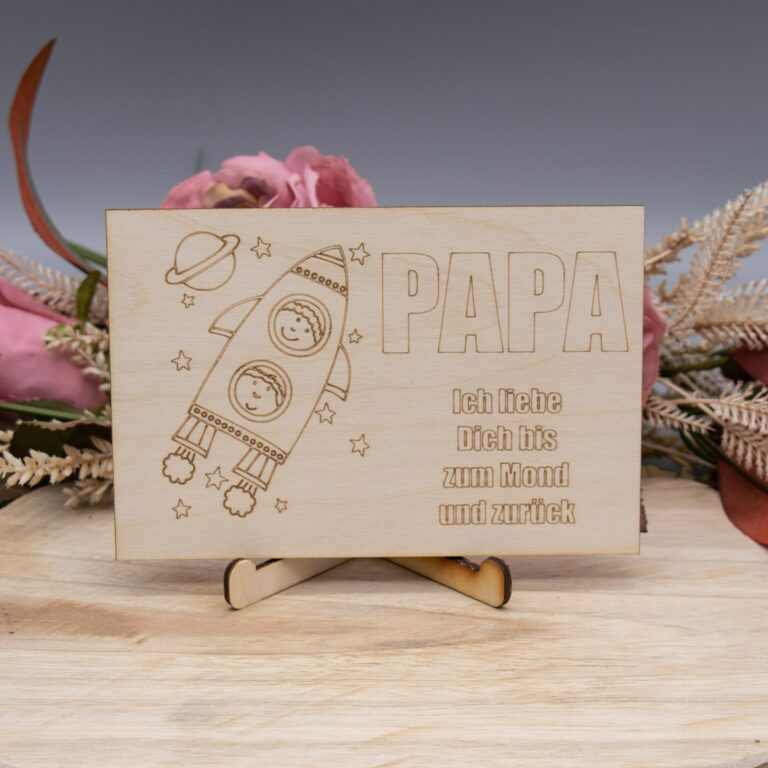 Holzkarte Papa/Bis zum Mond... - 10x15cm
