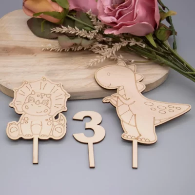 Dino-Party Cake Topper: Zahlen 3, 4, 5 & 6 wählbar – Kindergeburtstag Dekoration, T-Rex Dinosaurier Kuchendeko