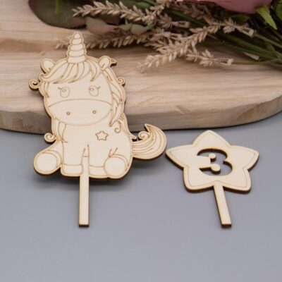 Einhorn Caketopper - Personalisierte Geburtstagszahlen 3, 4, 5, 6 - Kuchenschmuck für Kindergeburtstag