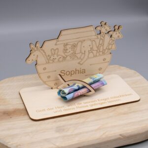 Geldgeschenk zur Taufe/Arche – aus Holz personalisiert