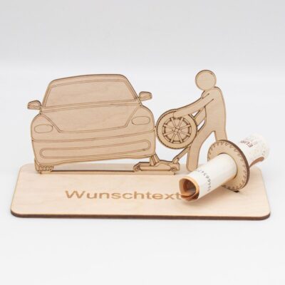 Geldgeschenk mit KFZ-Mechaniker - aus Holz personalisiert