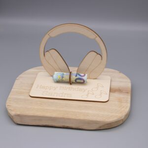 Geldgeschenk Kopfhörer – aus Holz personalisiert