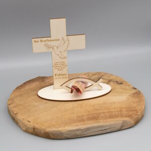 Geldgeschenk Konfirmation/Kreuz – aus Holz personalisiert