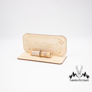 Geldgeschenk Switch – aus Holz personalisiert