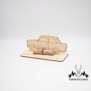 Geldgeschenk Trabbi – aus Holz personalisiert