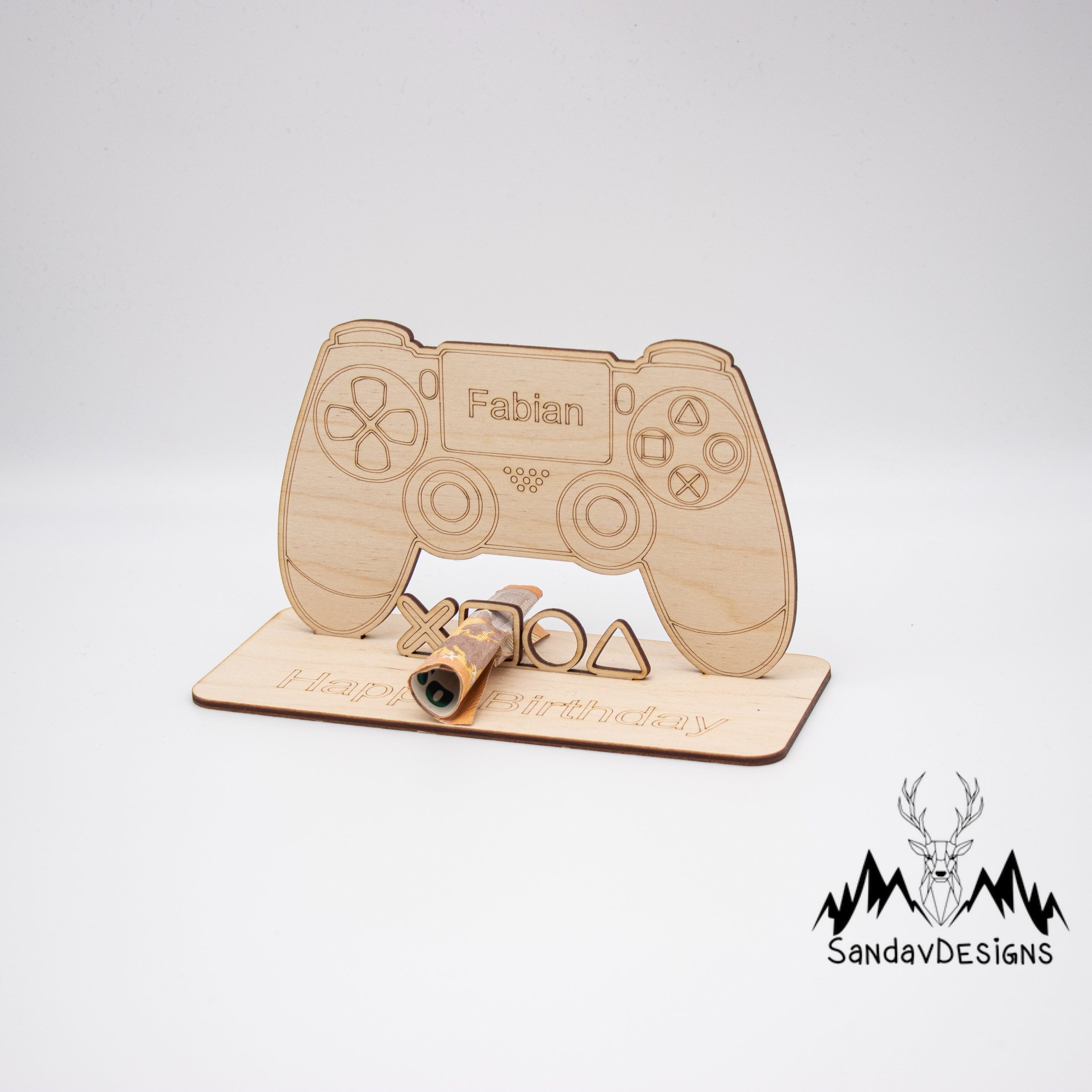 Geldgeschenk für Zocker/Gamer – aus Holz personalisiert – SandavDesigns