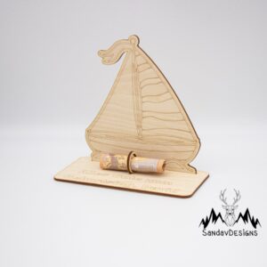 Geldgeschenk Segelboot – aus Holz personalisiert
