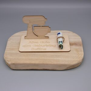 Geldgeschenk Küchenmaschine – aus Holz personalisiert