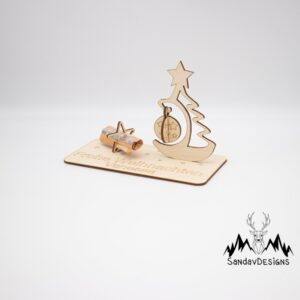 Geldgeschenk Weihnachtsbaum – aus Holz personalisiert