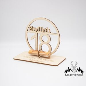 Geldgeschenk zum 18ten Geburtstag – aus Holz personalisiert
