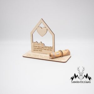 Geldgeschenk Zuhause – aus Holz personalisiert