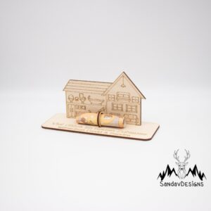 Geldgeschenk Haus- aus Holz personalisiert