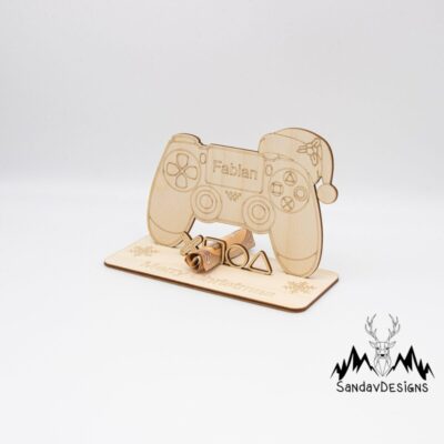 Geldgeschenk Weihnachtscontroller - aus Holz personalisiert