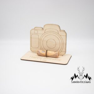 Geldgeschenk Kamera – aus Holz personalisiert