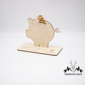 Geldgeschenk Sparschwein – aus Holz personalisiert