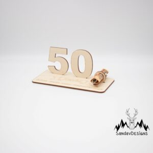 Geldgeschenk Jubiläum Zahl – aus Holz personalisiert