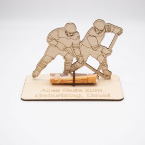 Geldgeschenk Eishockey – aus Holz personalisiert