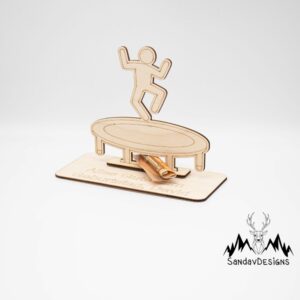 Geldgeschenk Trampolin – aus Holz personalisiert