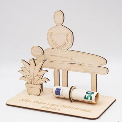 Geldgeschenk Massage - Wellness - aus Holz personalisiert