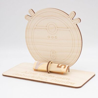 Geldgeschenk Saugroboter - aus Holz personalisiert
