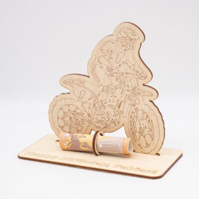 Geldgeschenk mit Motorrad - aus Holz personalisiert