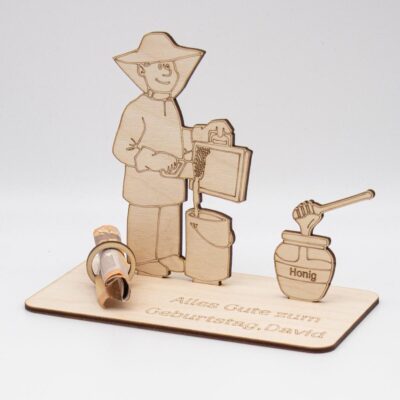 Geldgeschenk Imker - aus Holz personalisiert