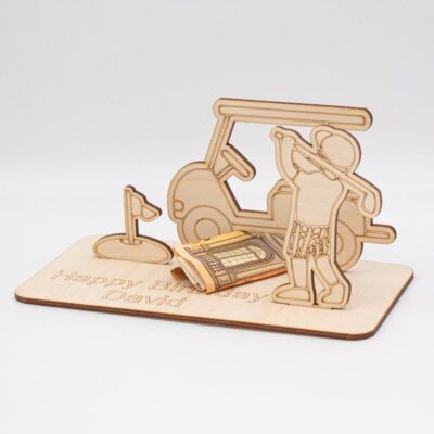 Geldgeschenk Golf - aus Holz personalisiert