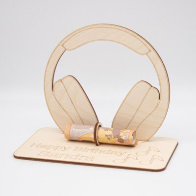 Geldgeschenk Kopfhörer - aus Holz personalisiert