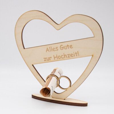 Geldgeschenk zur Hochzeit - aus Holz personalisiert