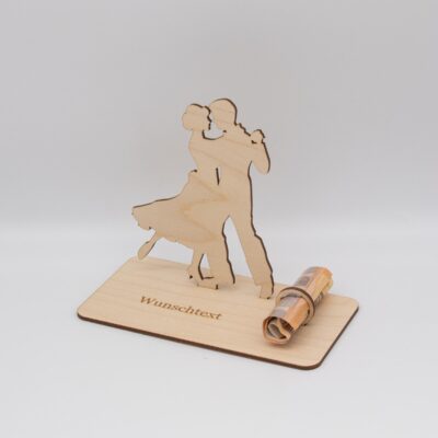 Geldgeschenk Tanzpaar - aus Holz personalisiert