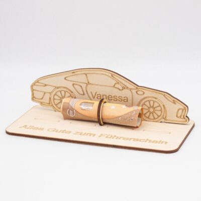 Geldgeschenk zum Führerschein - aus Holz personalisiert